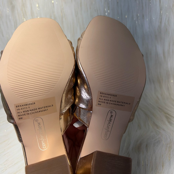 Comfortview Womens Bekah Sandals Copper Block Heels Knot Front Slip Ons 8 W New - Picture 5 of 6